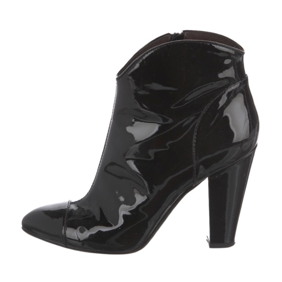 Burberry Black Patent Lather Ankle Boots with Heel size 10 - Picture 2 of 6